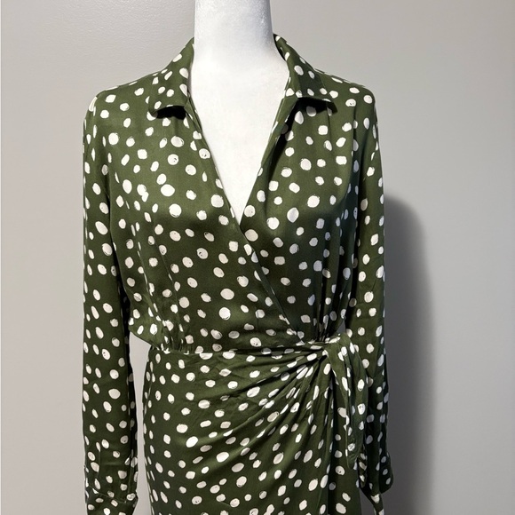 Velvet by Graham & Spencer Tie Front Wrap Polka Dot Long Sleeve Dress - Picture 3 of 14